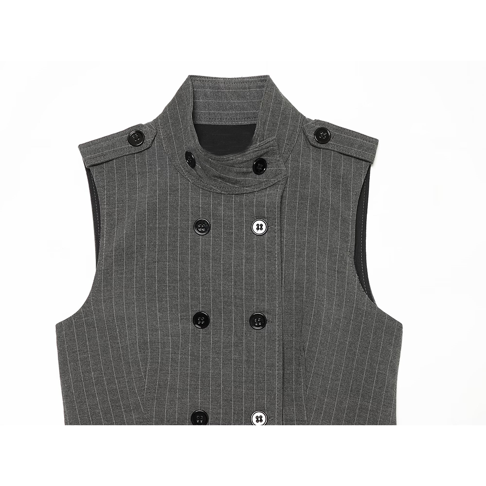 Women's casual double breasted striped top