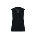 Women's with shoulder pads sleeveless lapel mini dress