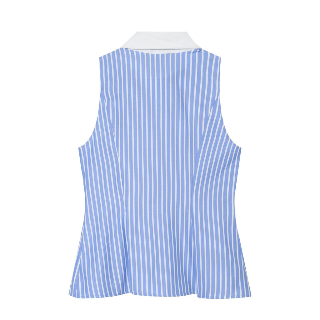 Women's bow decoration striped sleeveless shirt