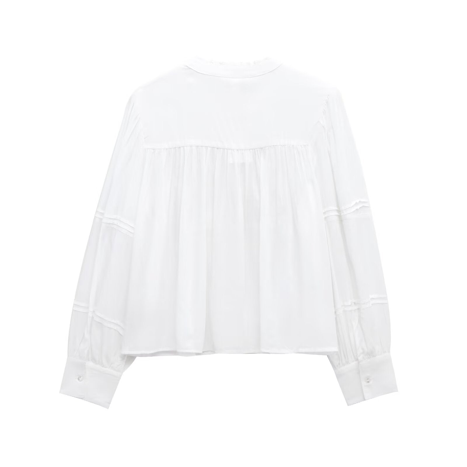 Women's new Fashion casual single breasted fine pleated lace shirt