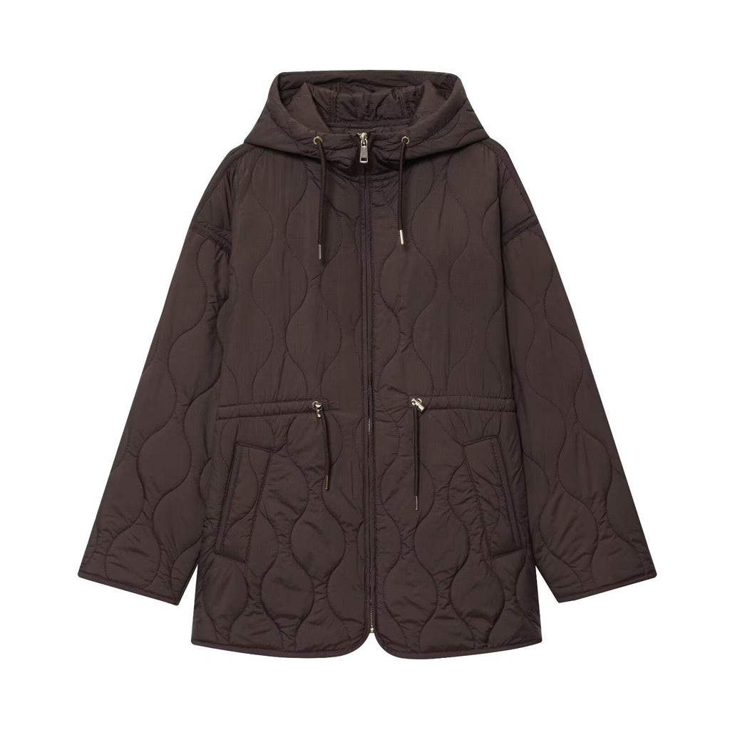 Women's new fashion loose warm hooded quilted cotton Coat