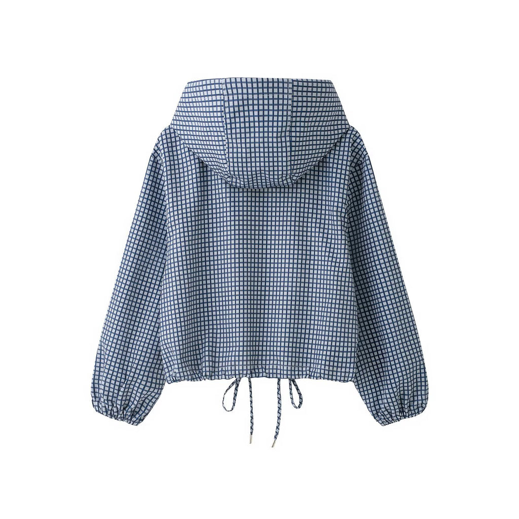 Women's casual plaid hooded jacket Coat