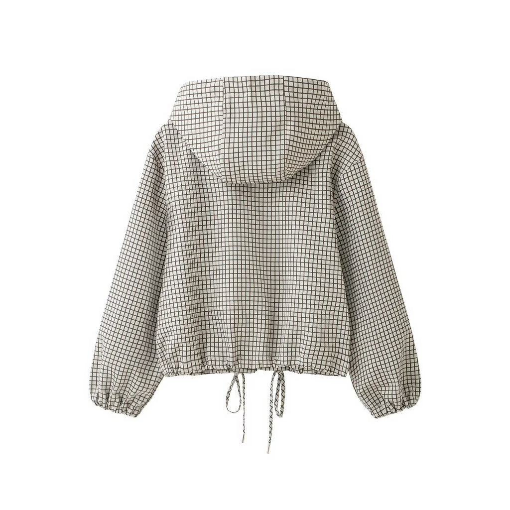 Women's casual plaid hooded jacket Coat