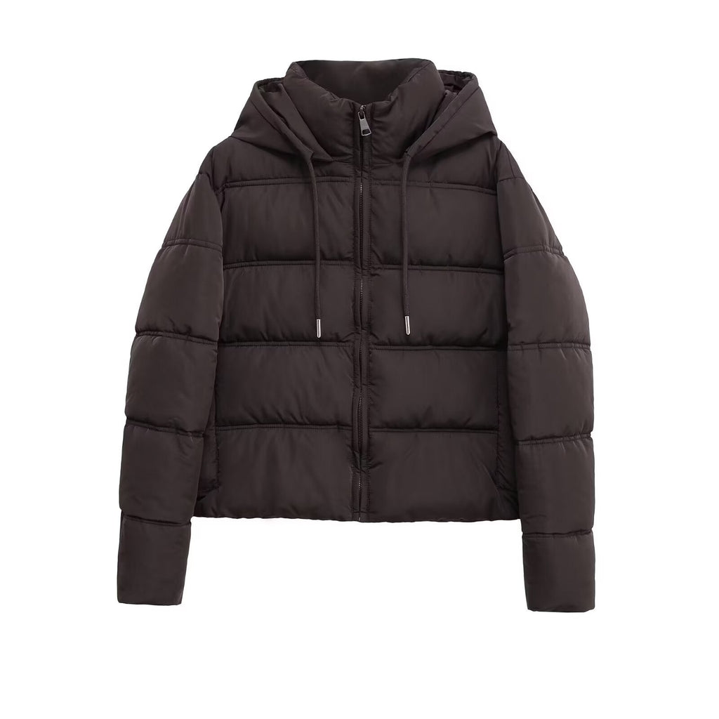 Women's short thick warm hooded cotton jacket Coat