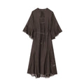 Women's new fashion with Belt loose semi transparent MIDI dress