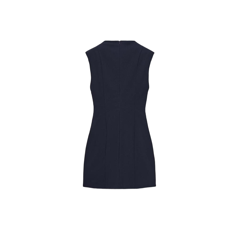 Women's with shoulder pads sleeveless pleated mini dress
