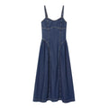 Women's flared skirt hem vacation style denim dress