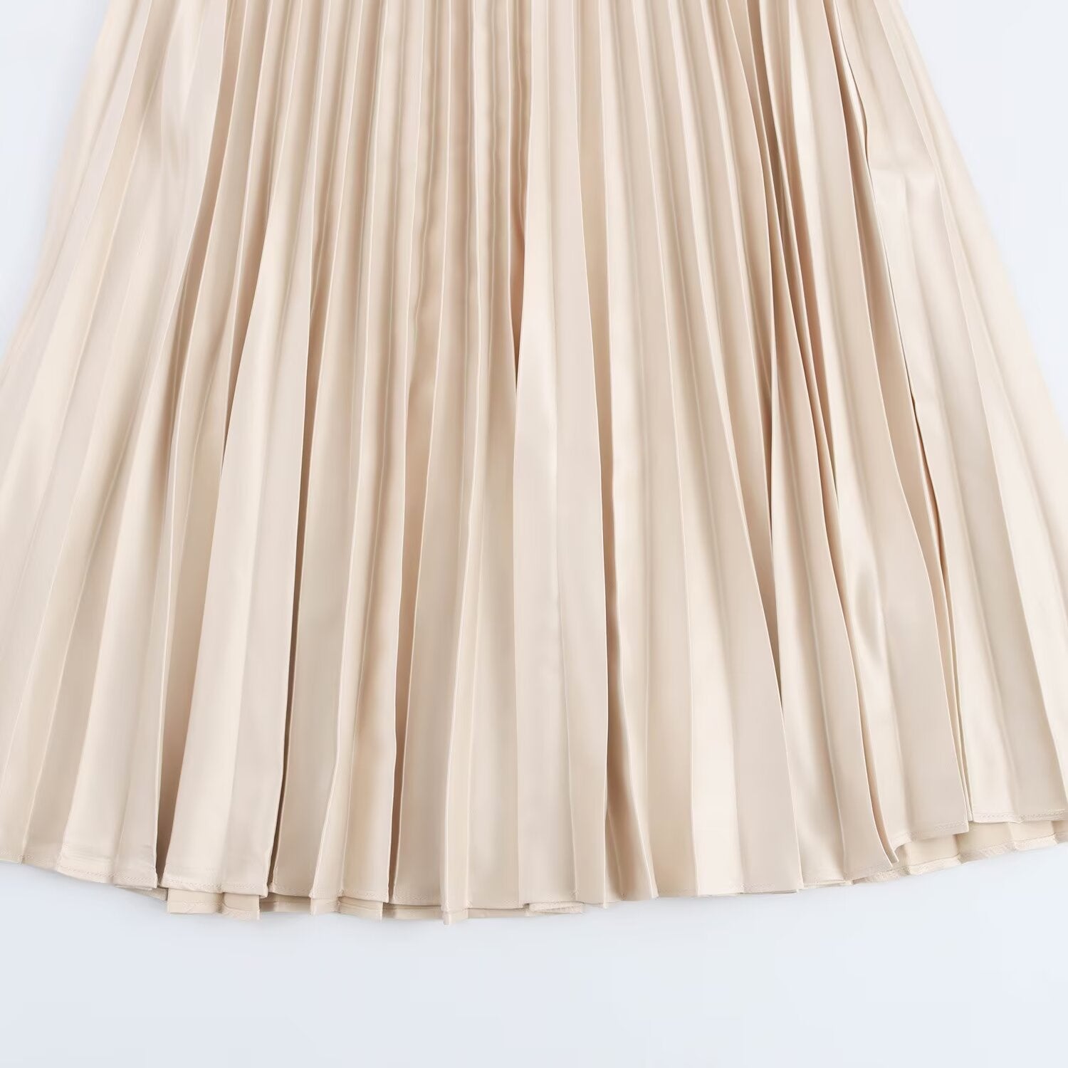 Women's new fashion loose satin texture MIDI skirt casual versatile pleated MIDI skirt retro mid waist side zipper women's skirt Mujer