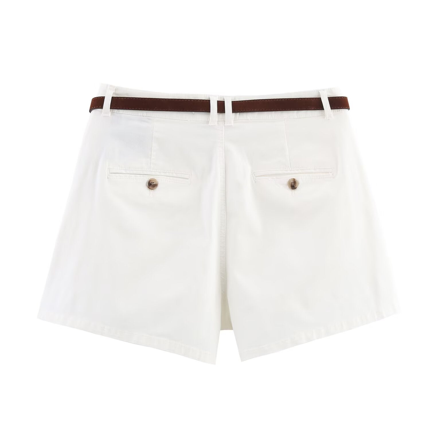 Women's' New Fashion With Belt Side Pocket Casual Versatile High Waist Shorts