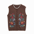 Women's O-Neck flower jacquard knitted vest
