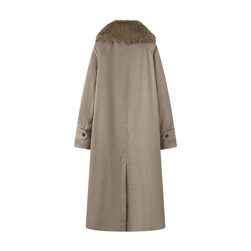 Women's double-sided wear long style faux fur effect windbreaker Coat