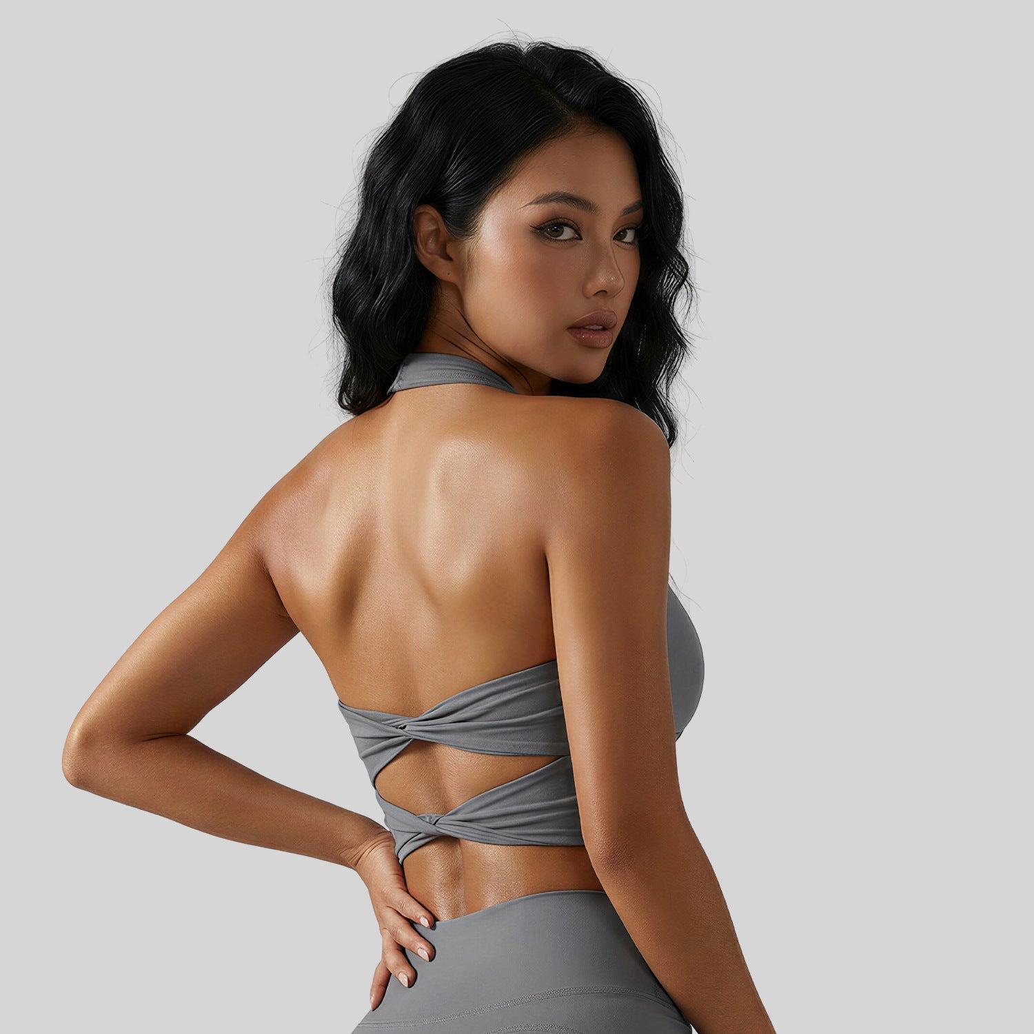 Women's new fitness bra neck vest fixed cup yoga vest