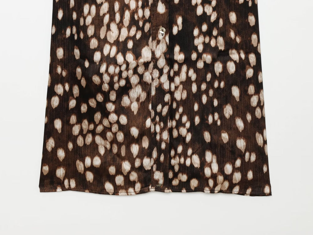 Women's long sleeved spotted print shirt style dress