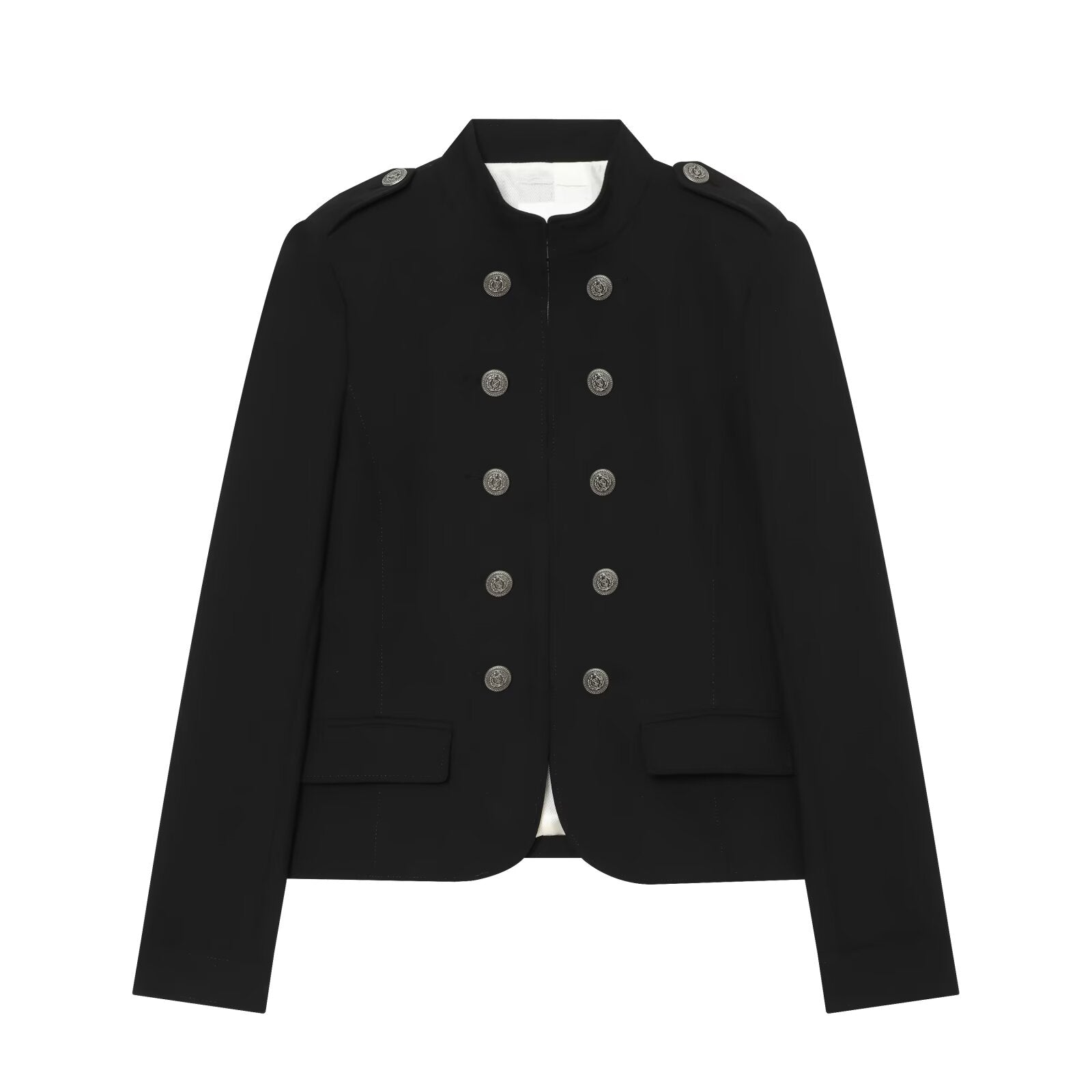 Women's With shoulder pads slim double breasted jacket