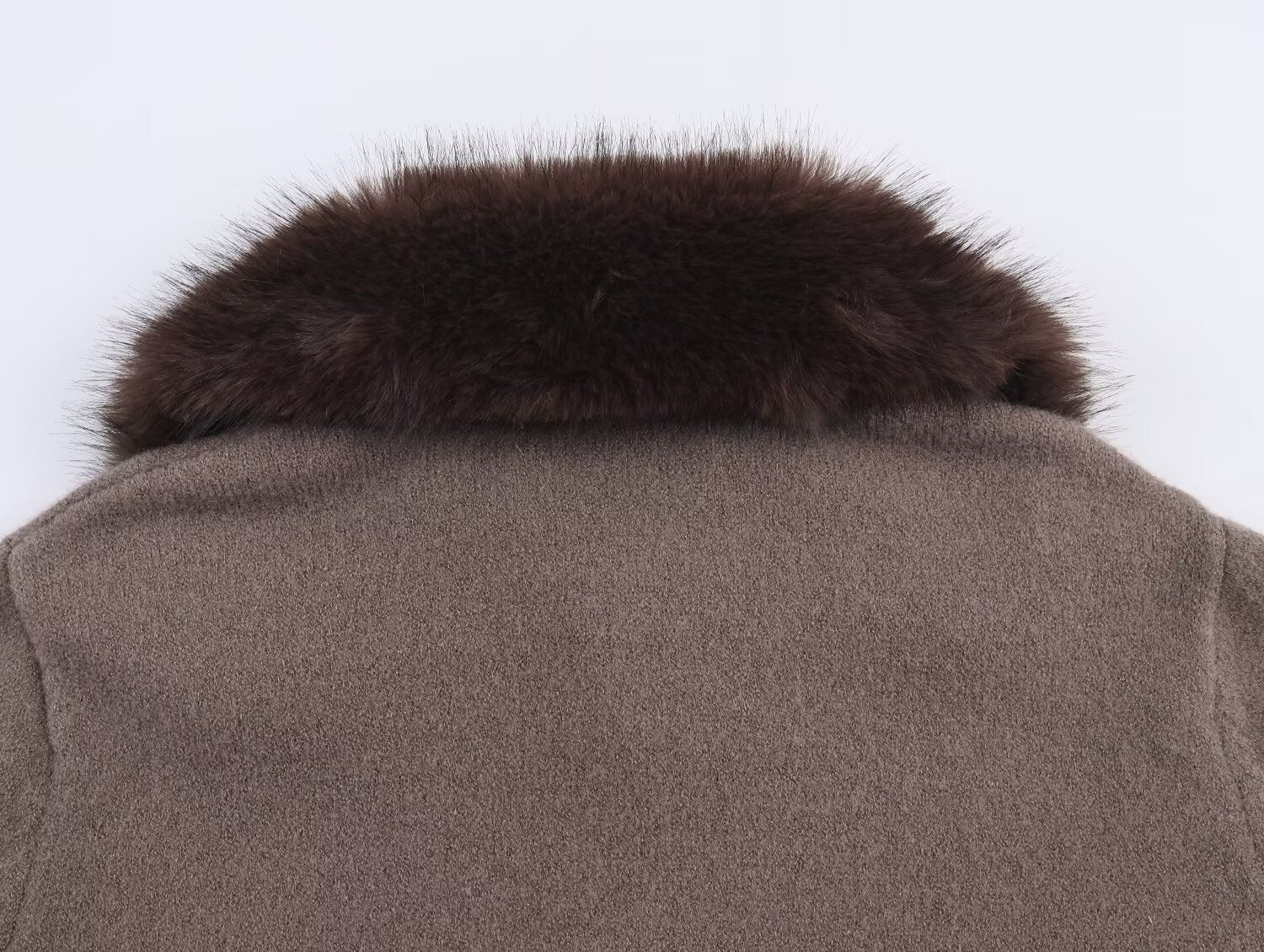 Women's new faux fur effect lapel knitted Coat
