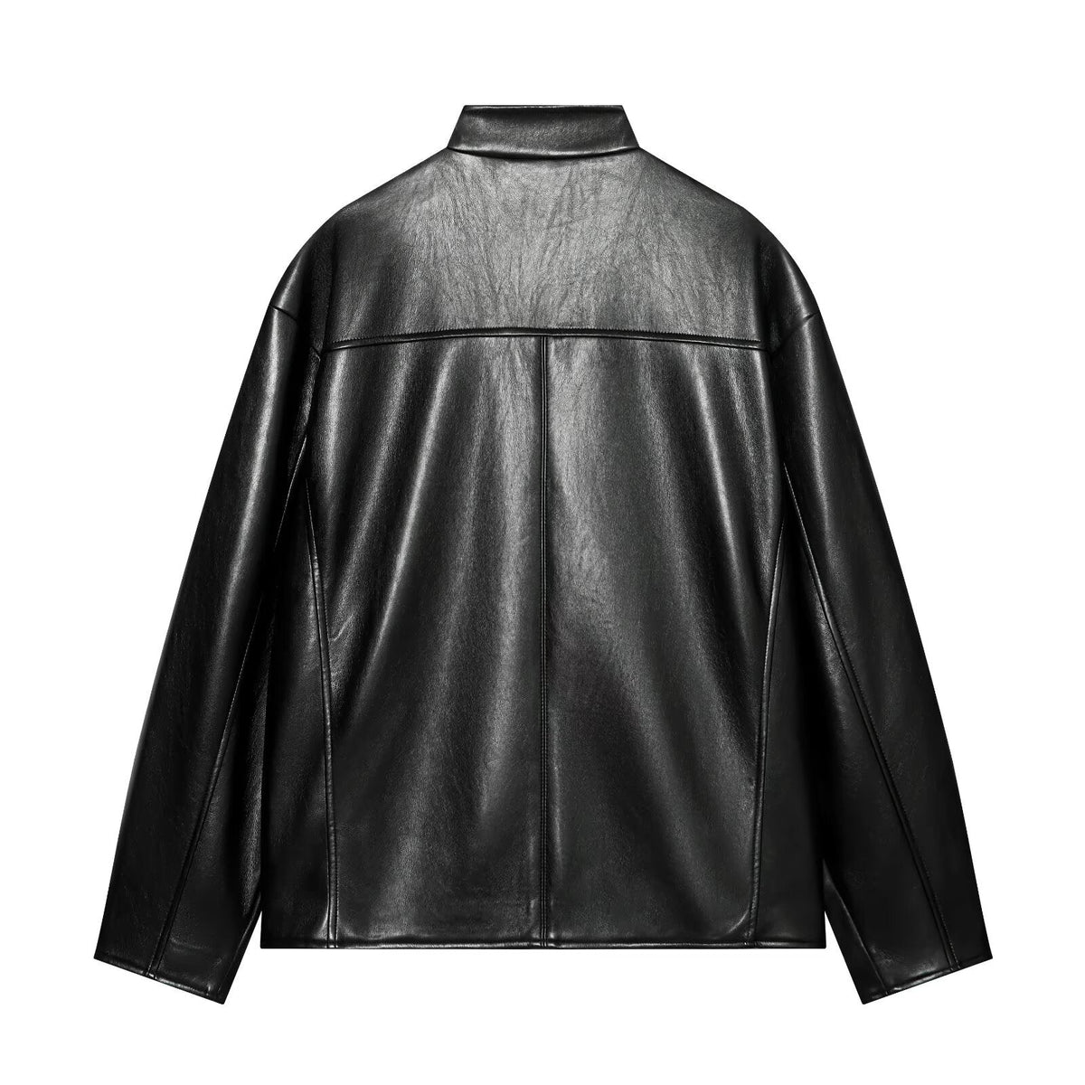 Women's rope knot buckle leather effect jacket Coat