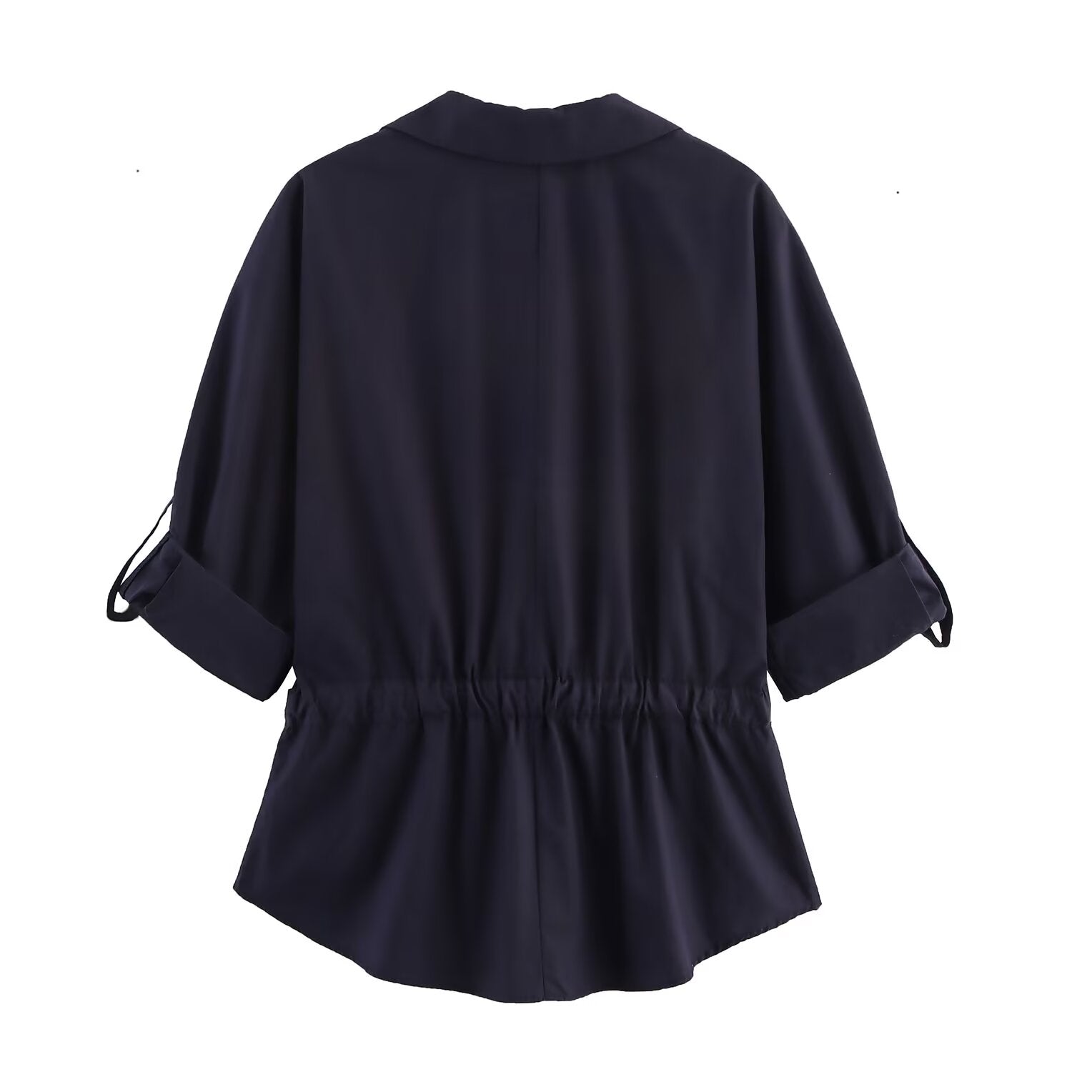Women's New Fashion With Belt Casual Single breasted Poplin Shirt