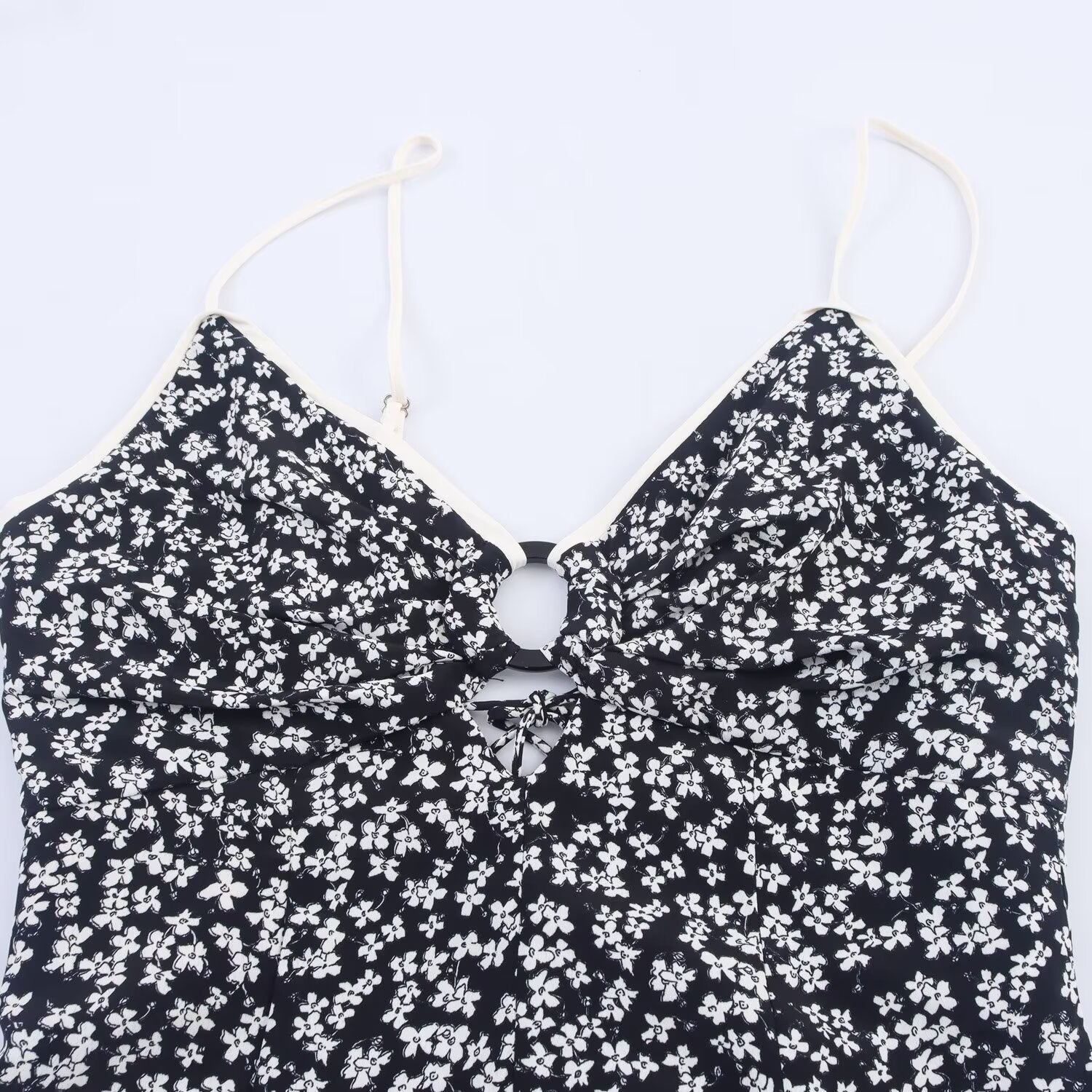 Women's Sweet Fashion Flower Printed suspender Midi Dress