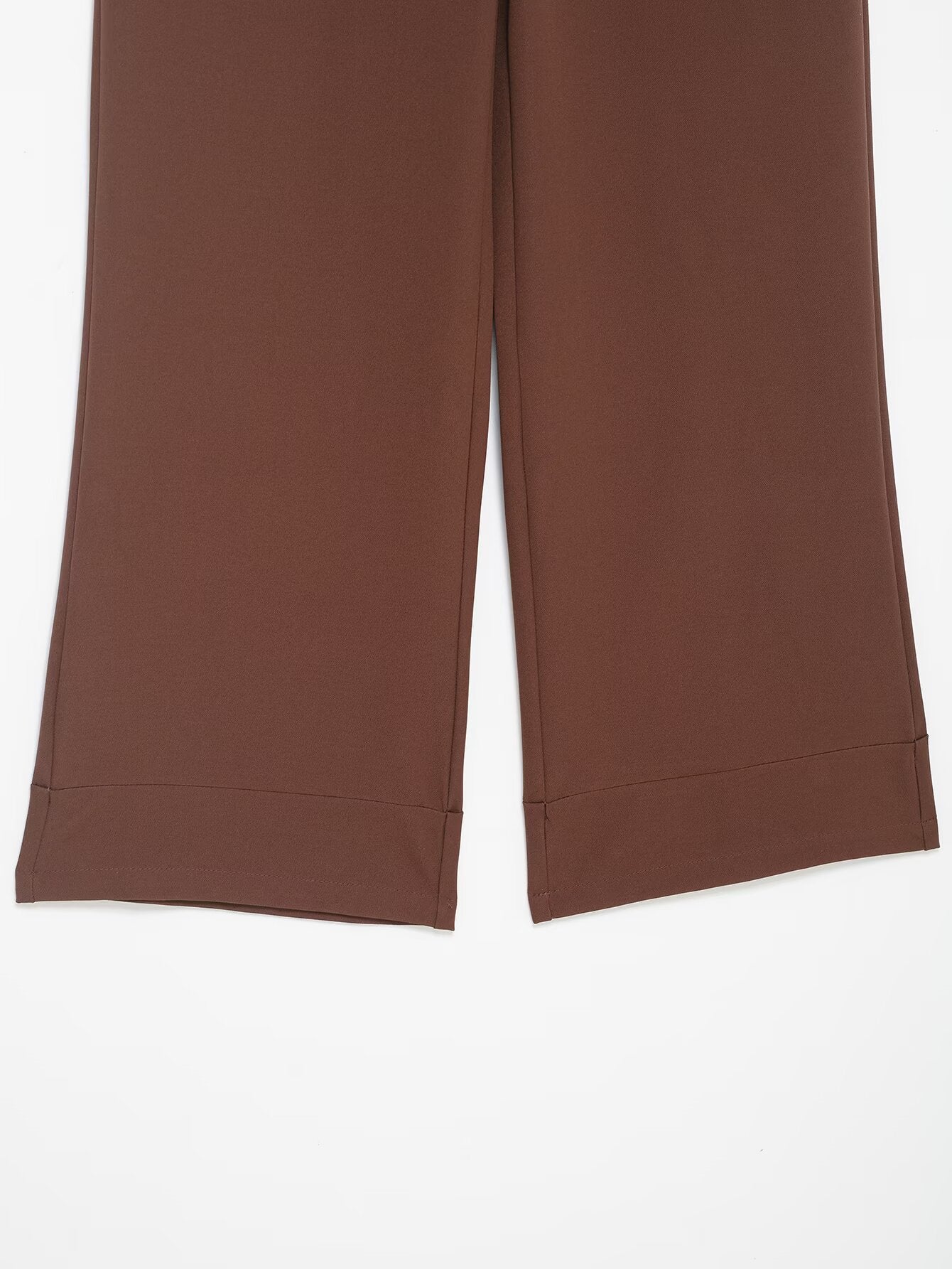 Women's rolled hem design casual With Belt pants