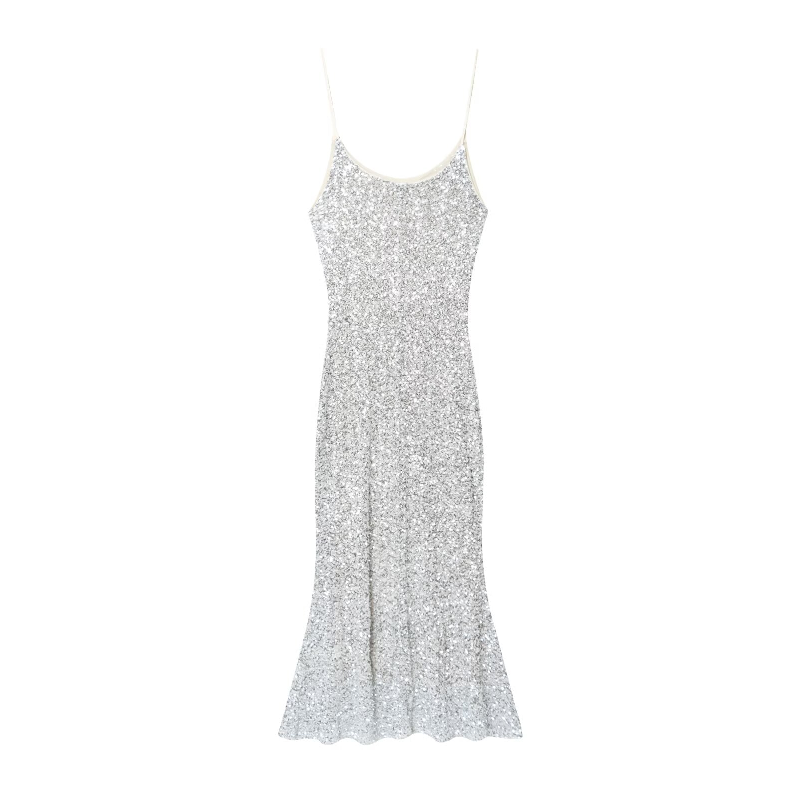Women's New Fashion Bead Decoration Underwear Style suspender Midi Dress