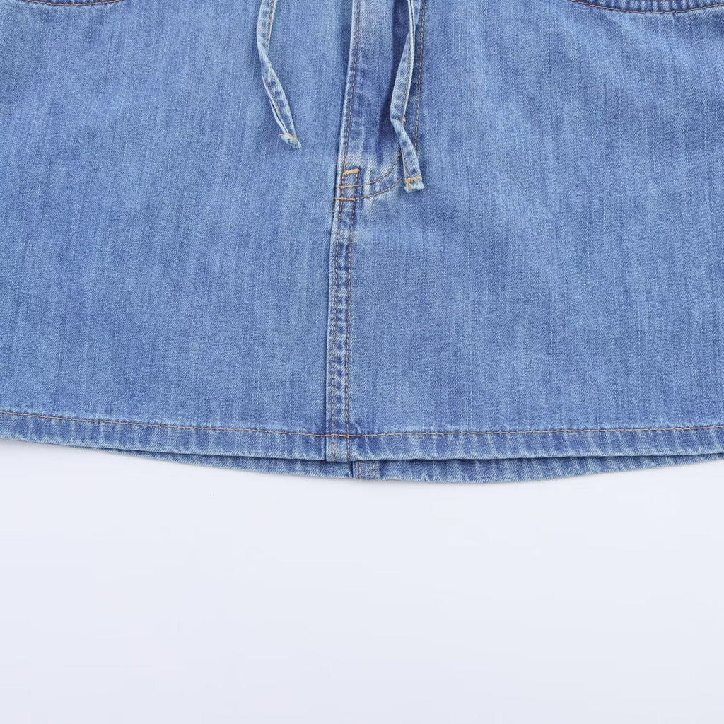 Women's' New Fashion bow decoration slim elastic waist denim mini skirt