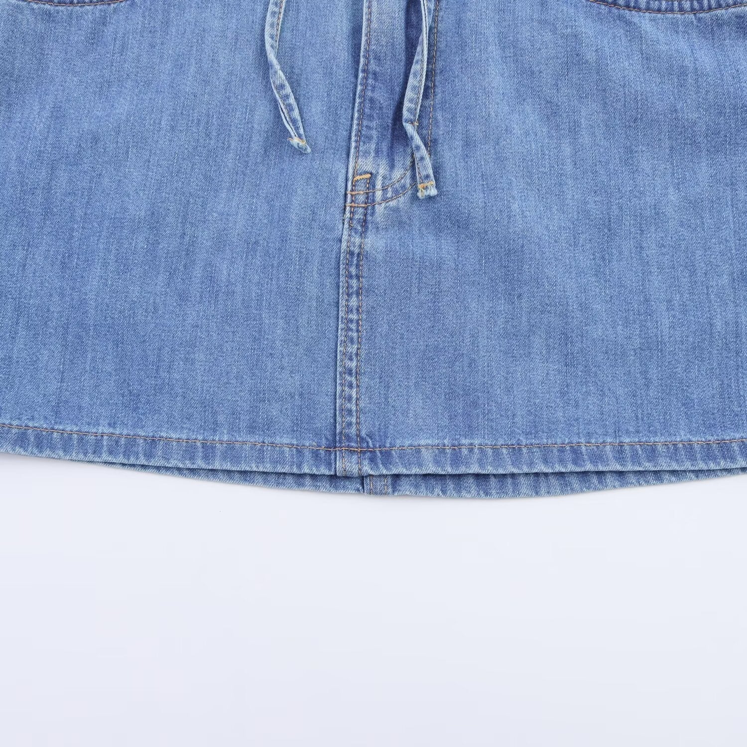 Women's' New Fashion bow decoration slim elastic waist denim mini skirt