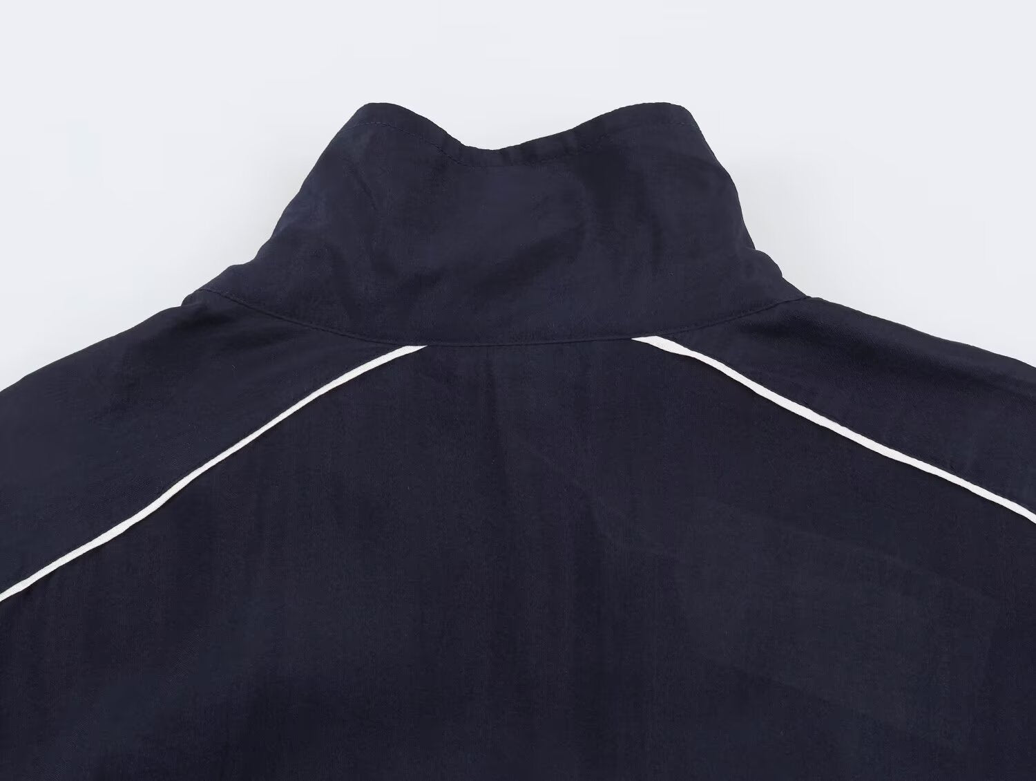Women's stand collar contrasting striped loose Coat