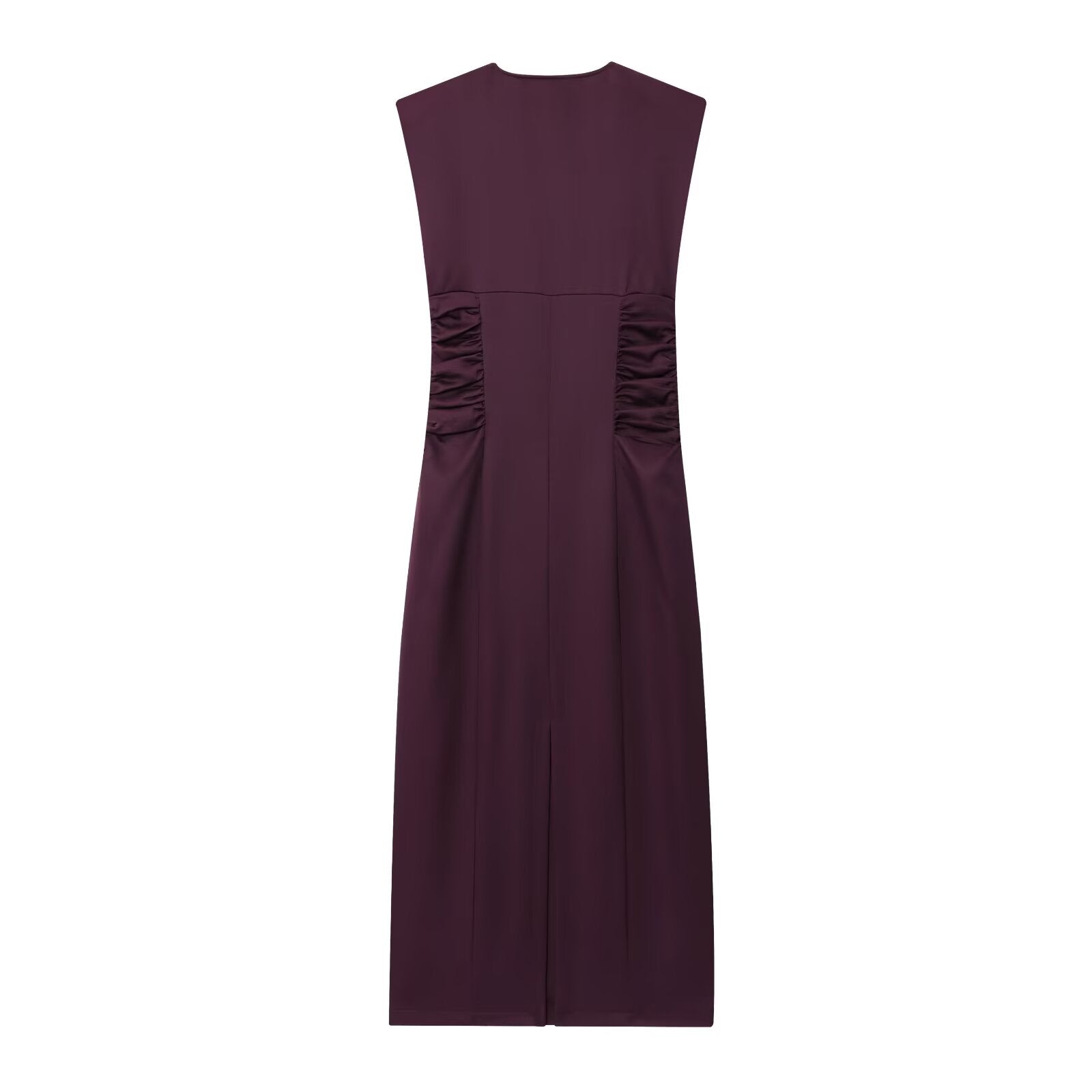 Women's summer fashion sleeveless draped V-neck MIDI dress