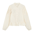 Women's rope knot button pleated embroidered shirt