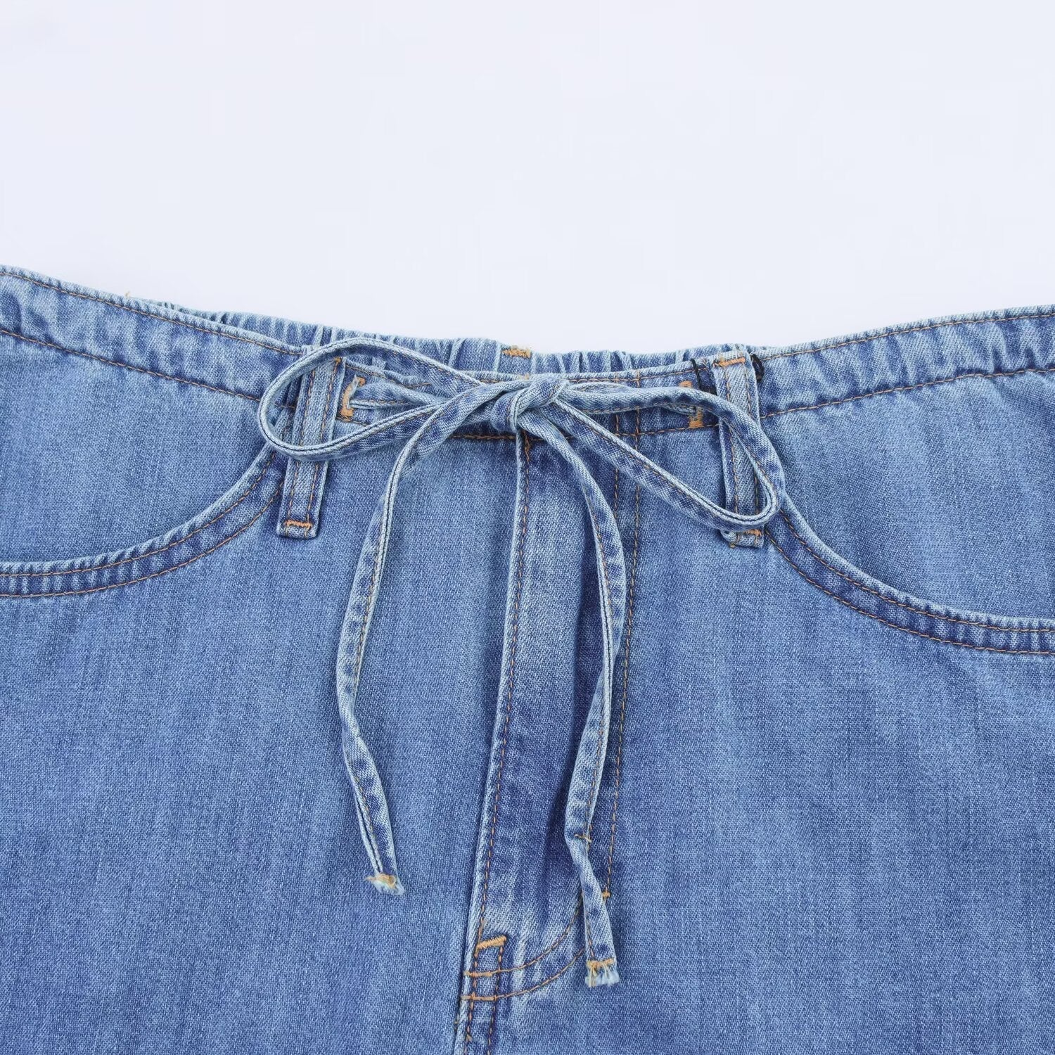 Women's' New Fashion bow decoration slim elastic waist denim mini skirt