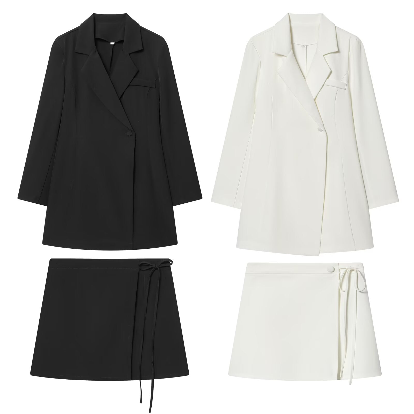 suit Women's 2 pieces waist cinched Blazer style dress+skirt