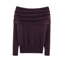 Women's long sleeved off shoulder knitted sweater