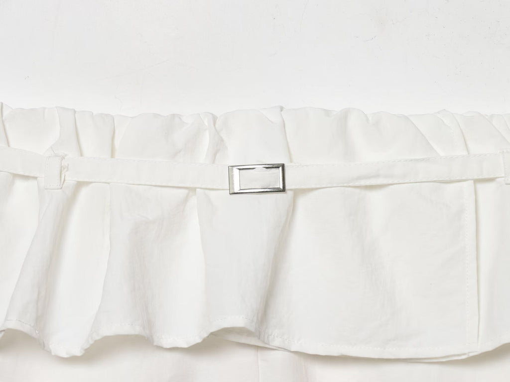 Women's layered waist design casual nylon pants