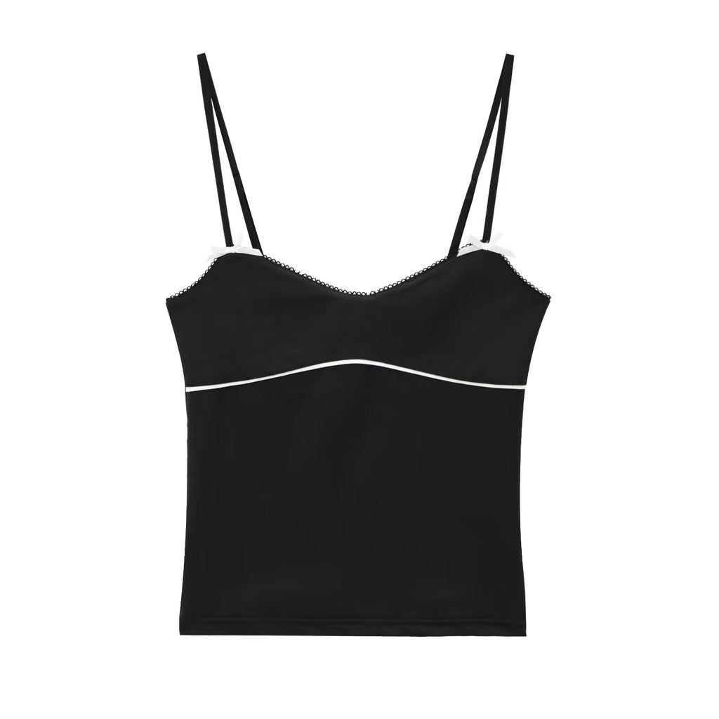 Women's new fashion bow decoration short suspender top