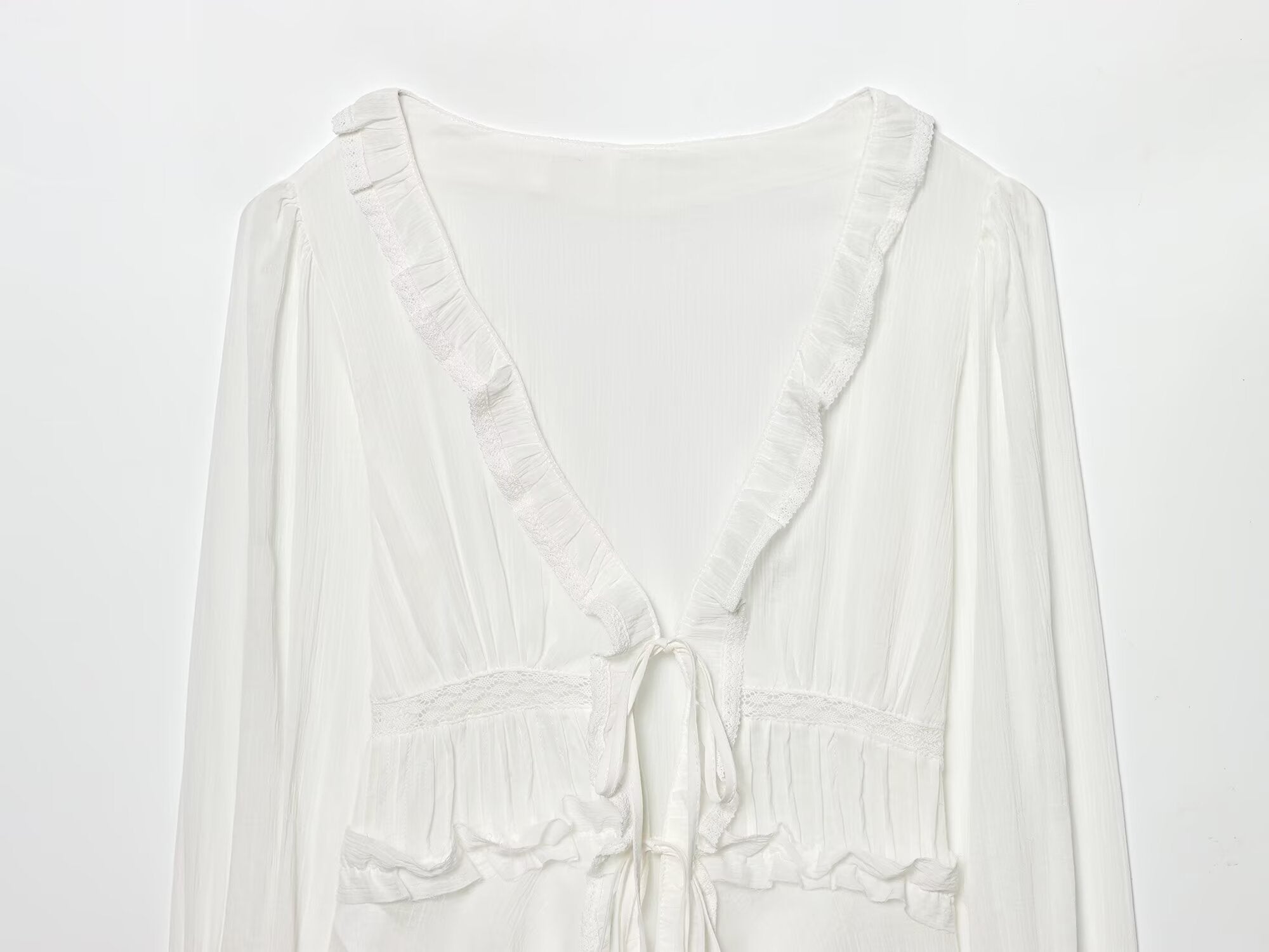 Women's layered decorative embroidered chiffon shirt