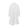 Women's new fashion asymmetrical hem cotton shirt style MIDI dress