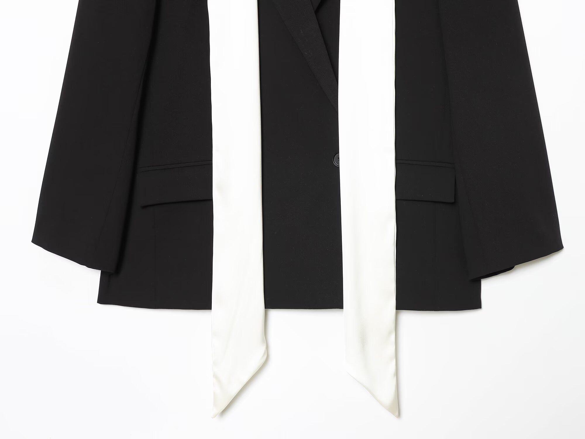 Women's contrasting scarf decoration loose Blazer Coat