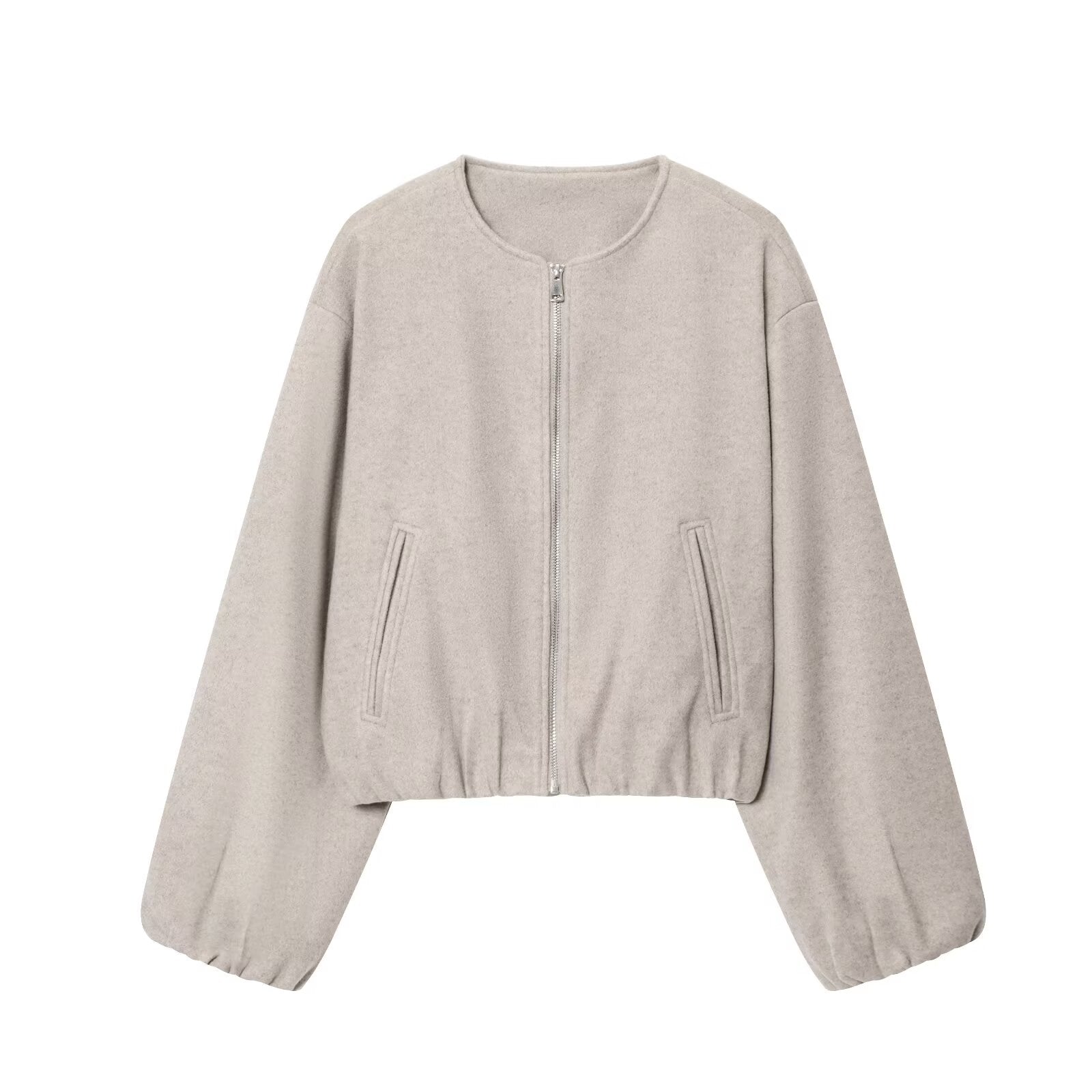 Women's soft textured O Neck pilot jacket Coat