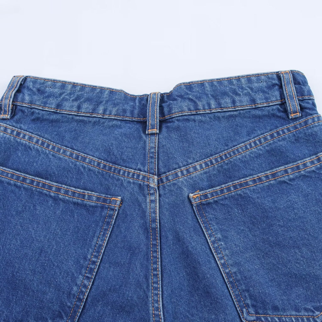 Women's new fashion Side pockets casual versatile high waisted denim shorts