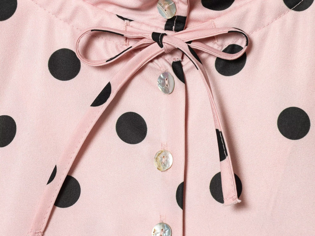 Women's bow decoration polka dot Coat