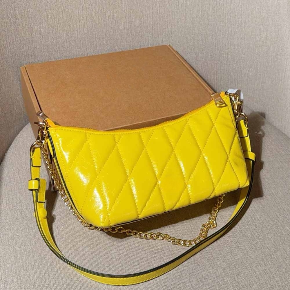 Women's new waxed leather chain underarm bag