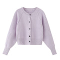 Women's short O Neck long sleeved knitted Coat