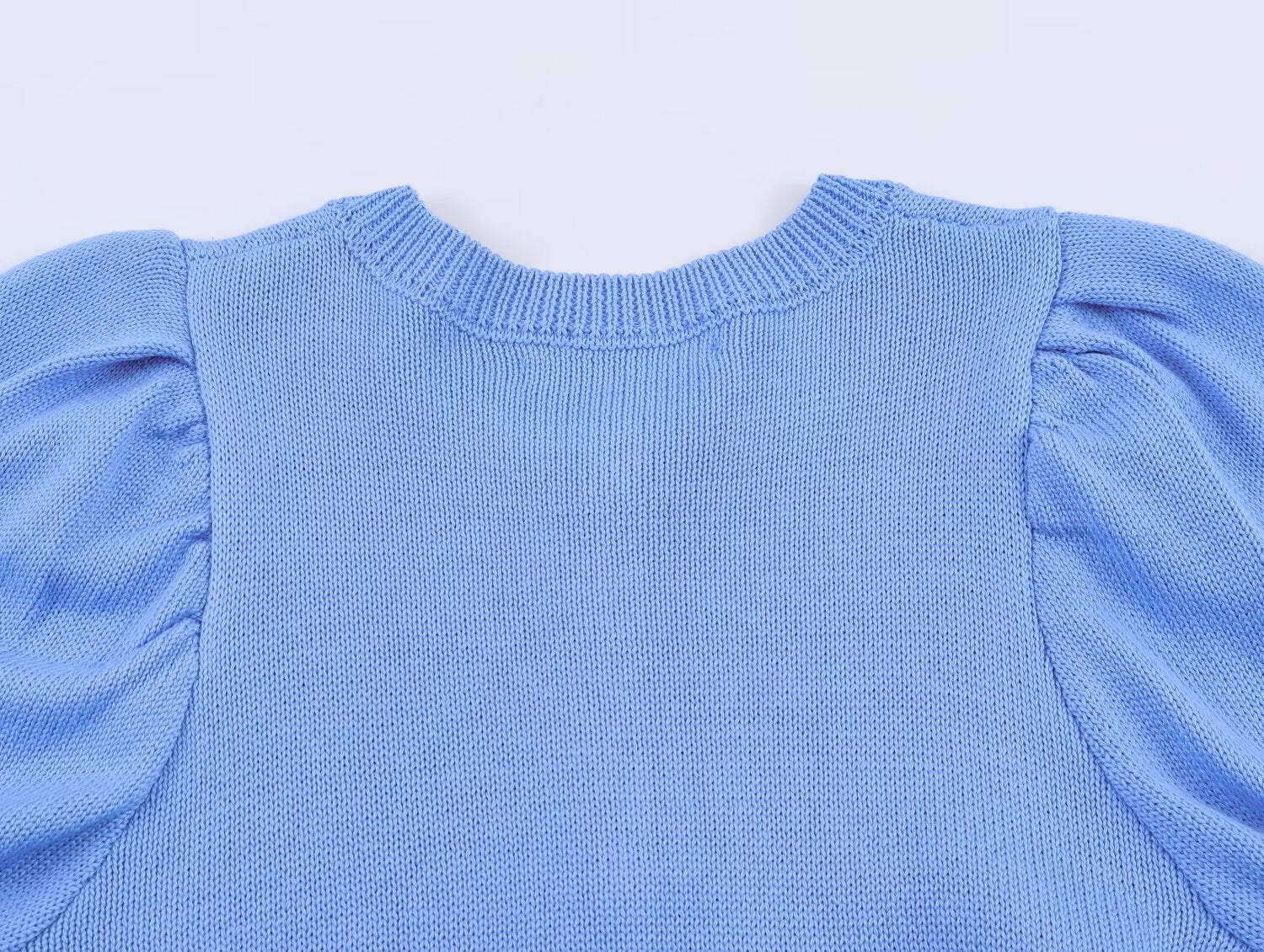 Women's O Neck bubble short sleeved knitted Coat