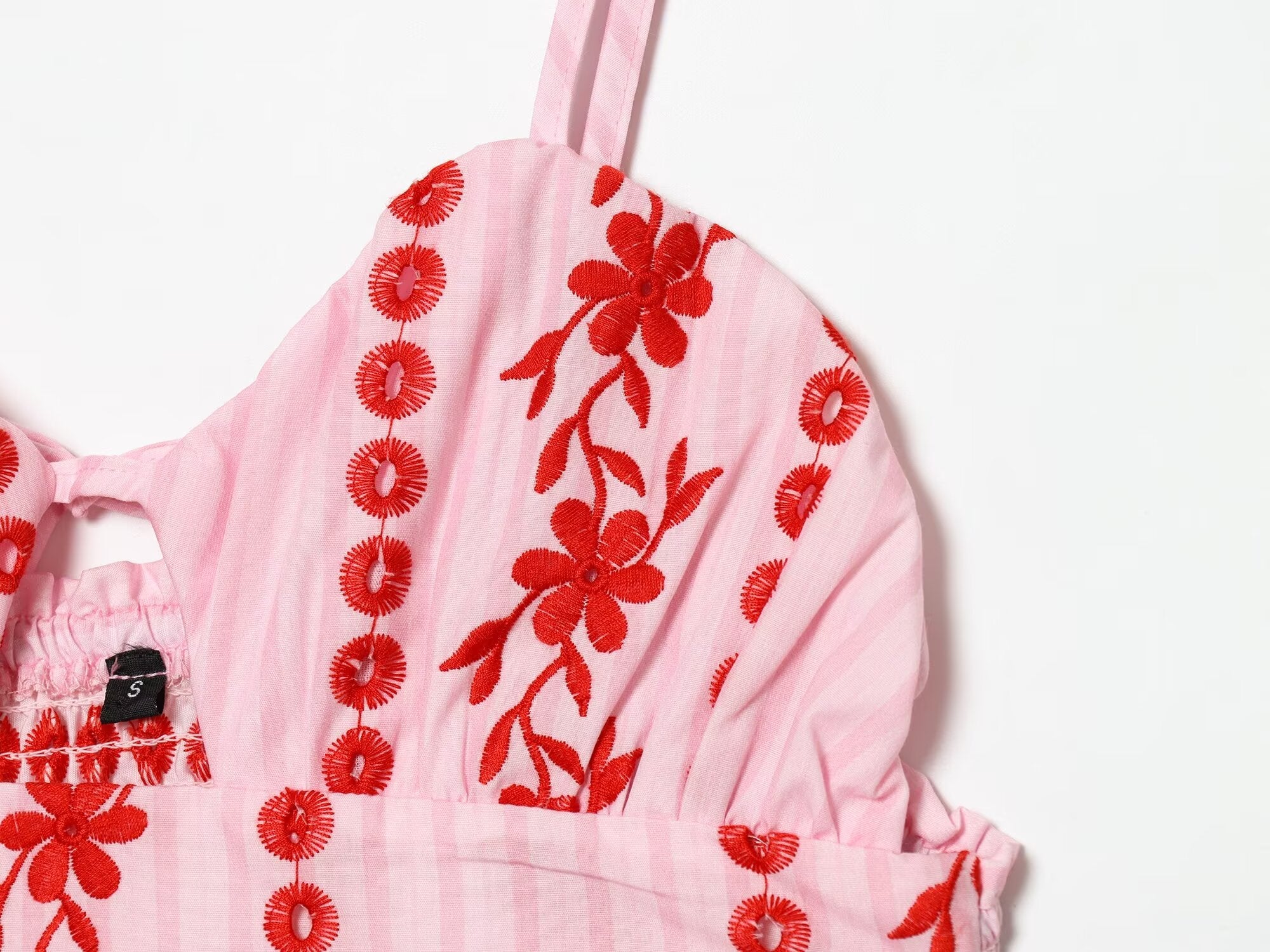 Women's hollowed out embroidered suspender dress
