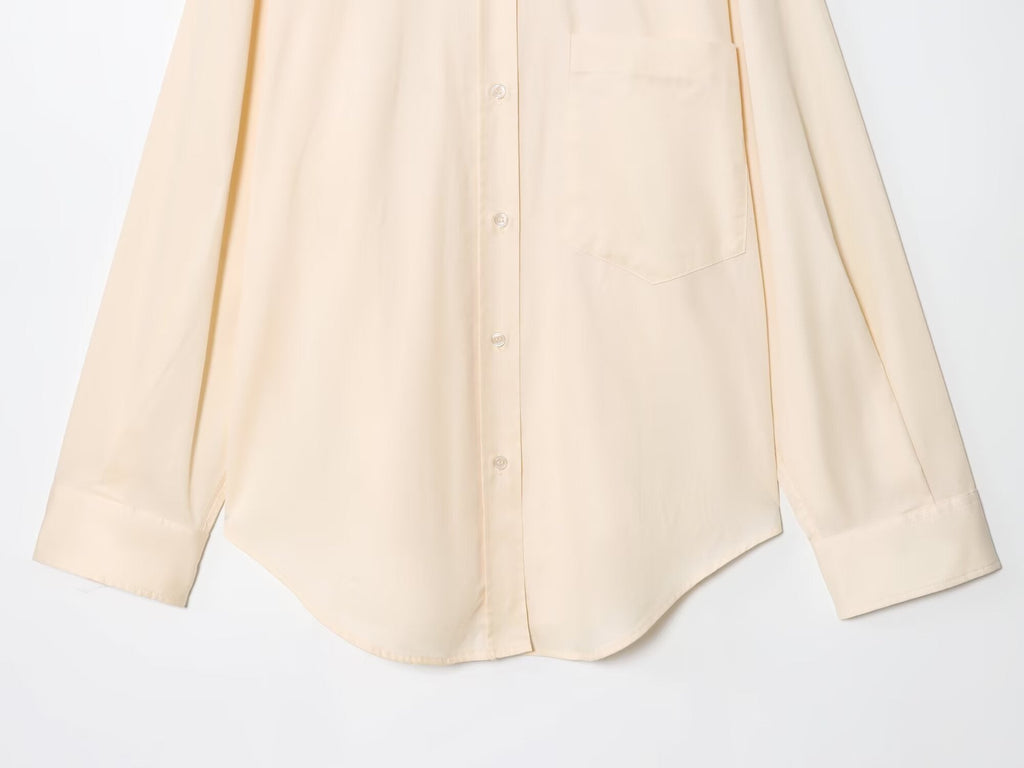 Women's new Fashion Lace up decoration loose Button-up shirt