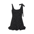 Women's summer fashion ruffle edge decoration polka dot Lace up mini dress