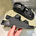 Women's new hook and loop design platform sandals have a shoe box.