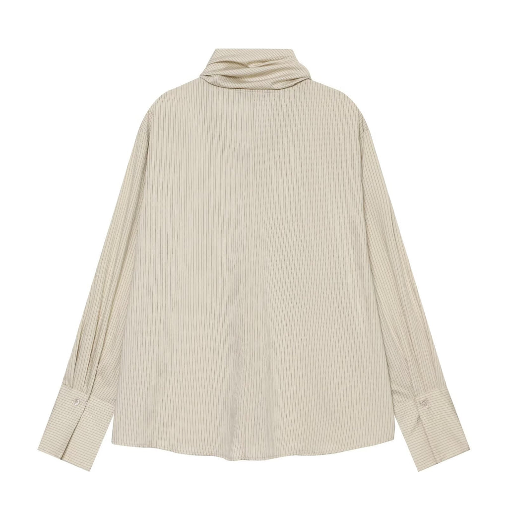 Women's knot decoration casual striped shirt
