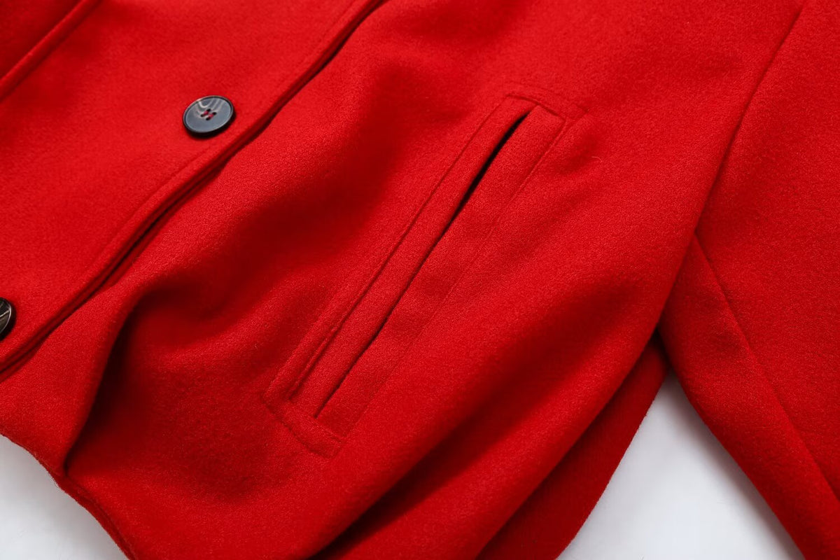 Women's soft textured stand collar jacket Coat