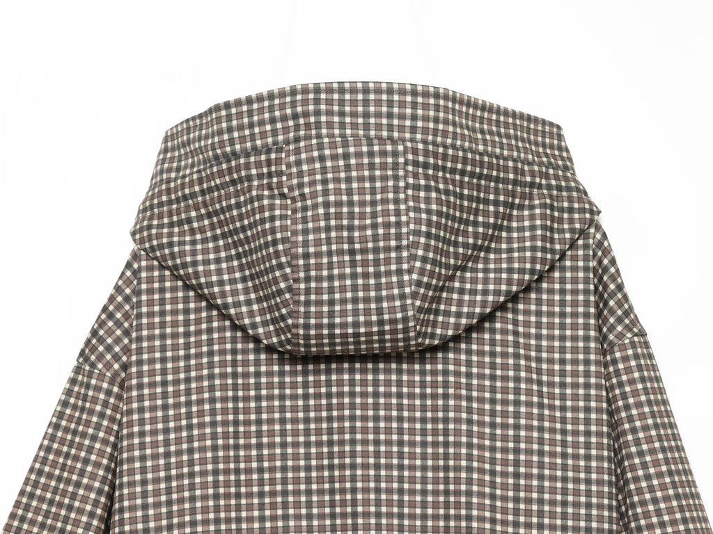 Women's loose plaid hooded jacket Coat